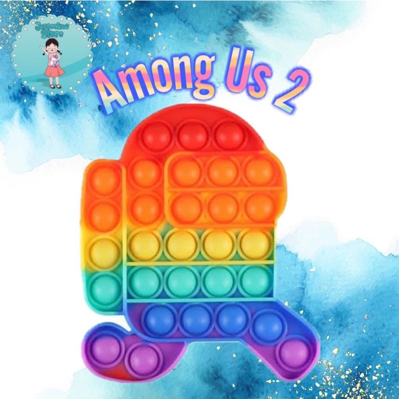 Ready Pop It Rainbow Murah/Fidget Pop It Rainbow Free Kelereng/Free Bonus-Among Us 2
