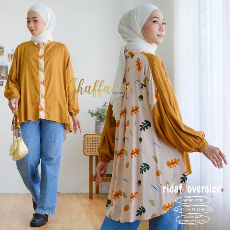 RIDAF OVERSIZE BY GHAFFA THE LABEL (BLOUSE MOTIF) Blouse muslimah rayon viscose rekomended