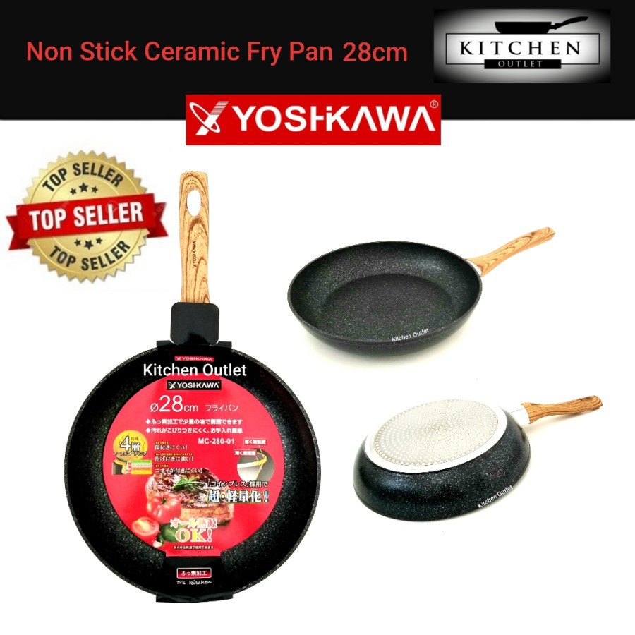 YOSHIKAWA Ceramic Fry Pan anti lengket 28cm Non Stick Fry Pan