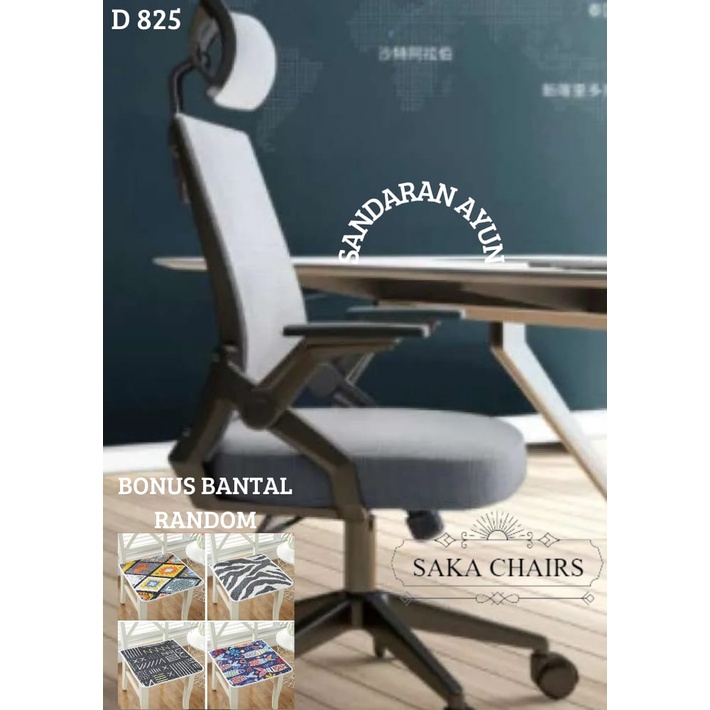 Kursi Kantor Kursi Staff-D825 Black Grey