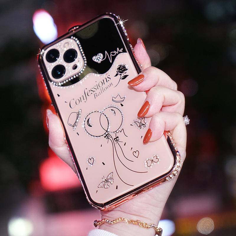 Case Bumper Pelindung Bahan Akrilik Aksen Glitter Berlian Untuk iPhone 13 12 11 Pro MAX X XS MAX XR 13 12 11