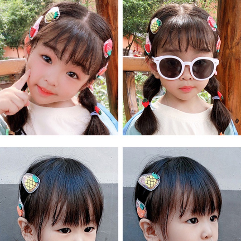 5pcs / Set Jepit Rambut Motif Kartun Buah Gaya Korea Untuk Aksesoris Anak Perempuan