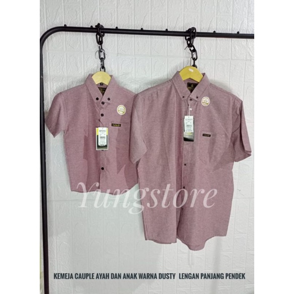 KEMEJA CAUPLE AYAH DAN ANAK WARNA DUSTY PINK