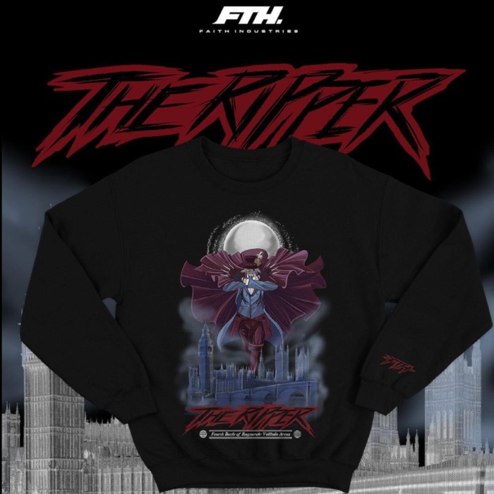 PRIA-SWEATER- FAITH INDUSTRIES "JACK THE RIPPER" CREWNECK - M -SWEATER-PRIA.