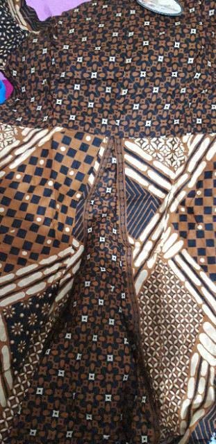 Couple Gamis Mataram Brownies Kombinasi Batik Long Terusan Seragam Pesta Muslim