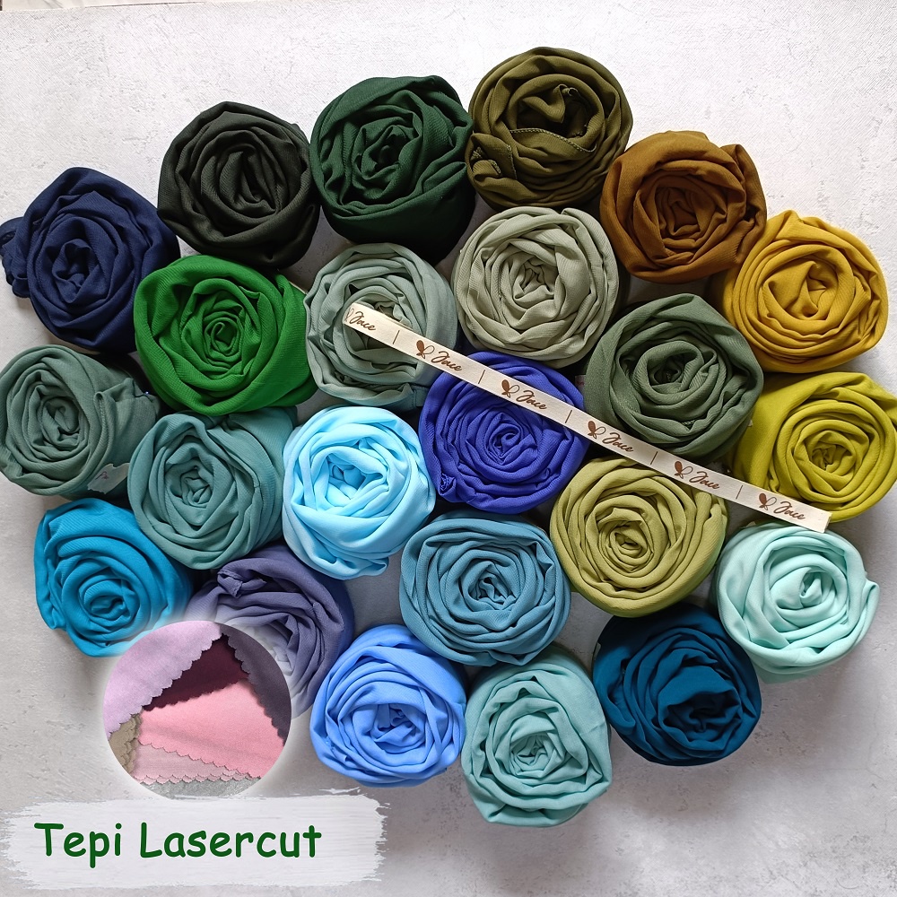 (PART 1) JACE BELLA SQUARE LASERCUT Hijab Segi Empat PolyCotton Double Hycon Premium Tepi Laser