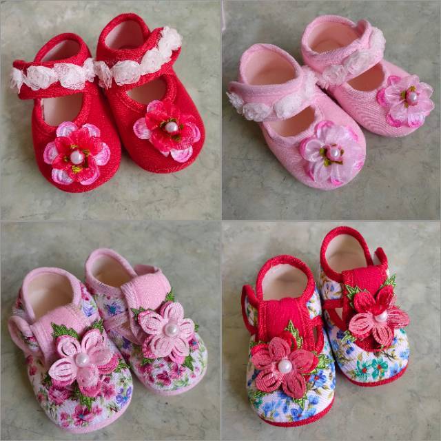 PILIH MOTIF CHEDI Sepatu anak bayi perempuan newborn pita bunga