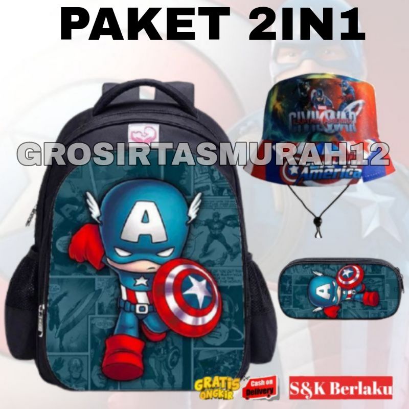 COD Tas Ransel Sekolah Anak laki laki TK SD PAUD Karakter super Hero