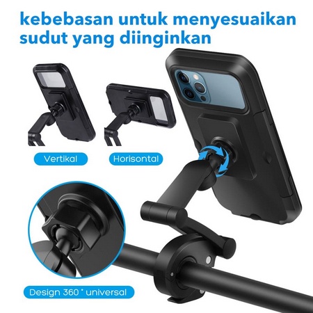 HM18 Holder Motor Waterproof Univesal Phone Holder Rotasi 360 Magnetic Spring Base