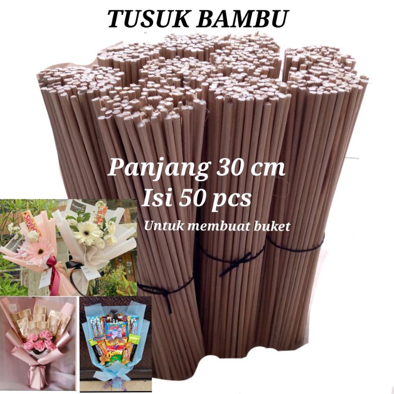 Tusuk Bambu 50 pcs,tusuk sate panjang 30cm,tusuk buket,tusuk lidi