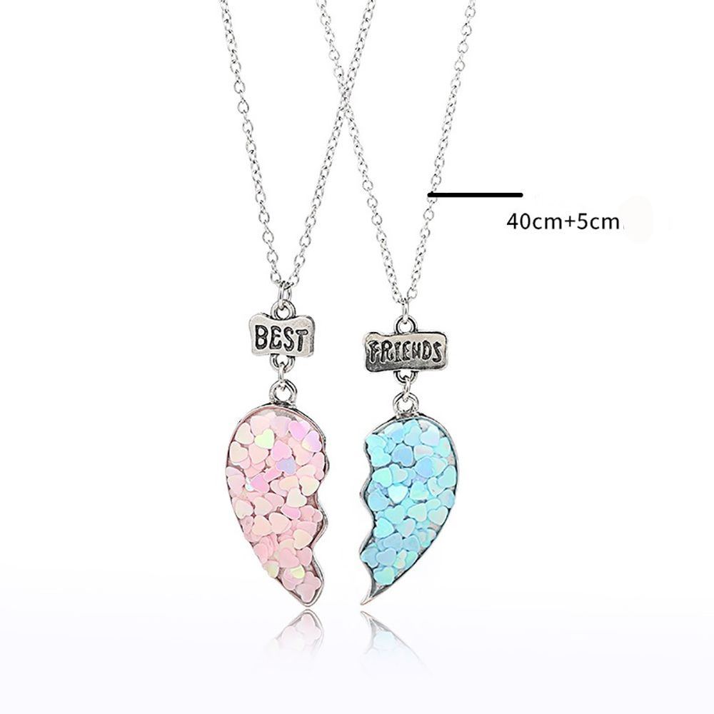 MXBEAUTY 2PCS/SET Best Friends Necklace Personality Heart Broken Couple necklace Trendy Cute Cool style Women and men Sequin Stitching Jewelry accessories