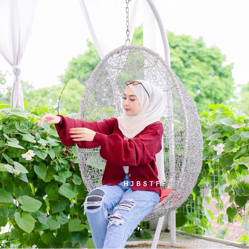 GFS Balona Cardigan Rajut Wanita Lengan Balon all size (ld 100-114)-Maroon