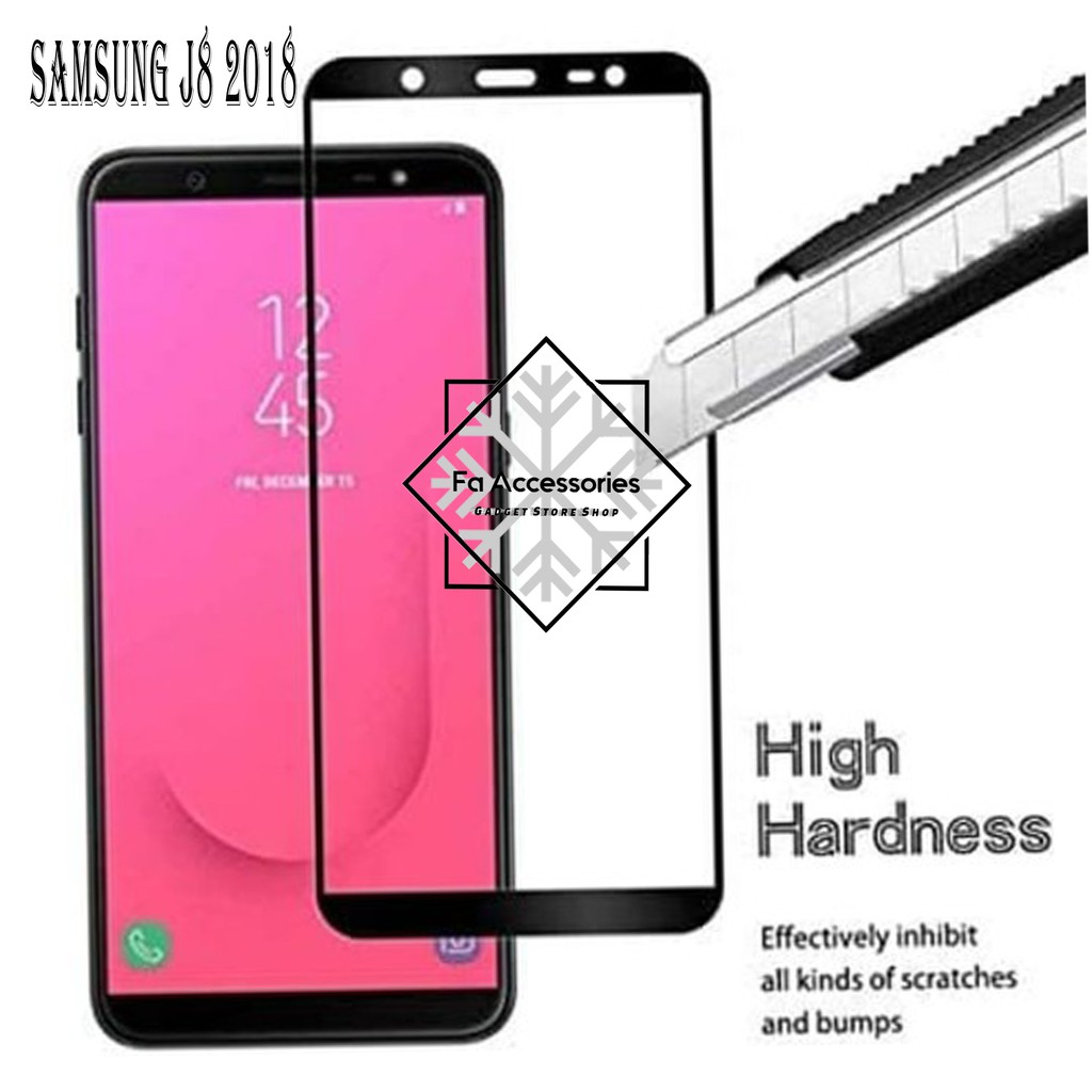 Tempered Glass 5D Full Lem SAMSUNG J8 2018 HITAM PUTIH SCREEN GUARD 5D 9D