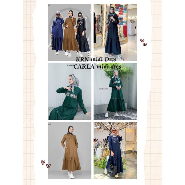 KRN midi dres korina original,Carla midi dres korina original hijab korina gamis korina murah ori