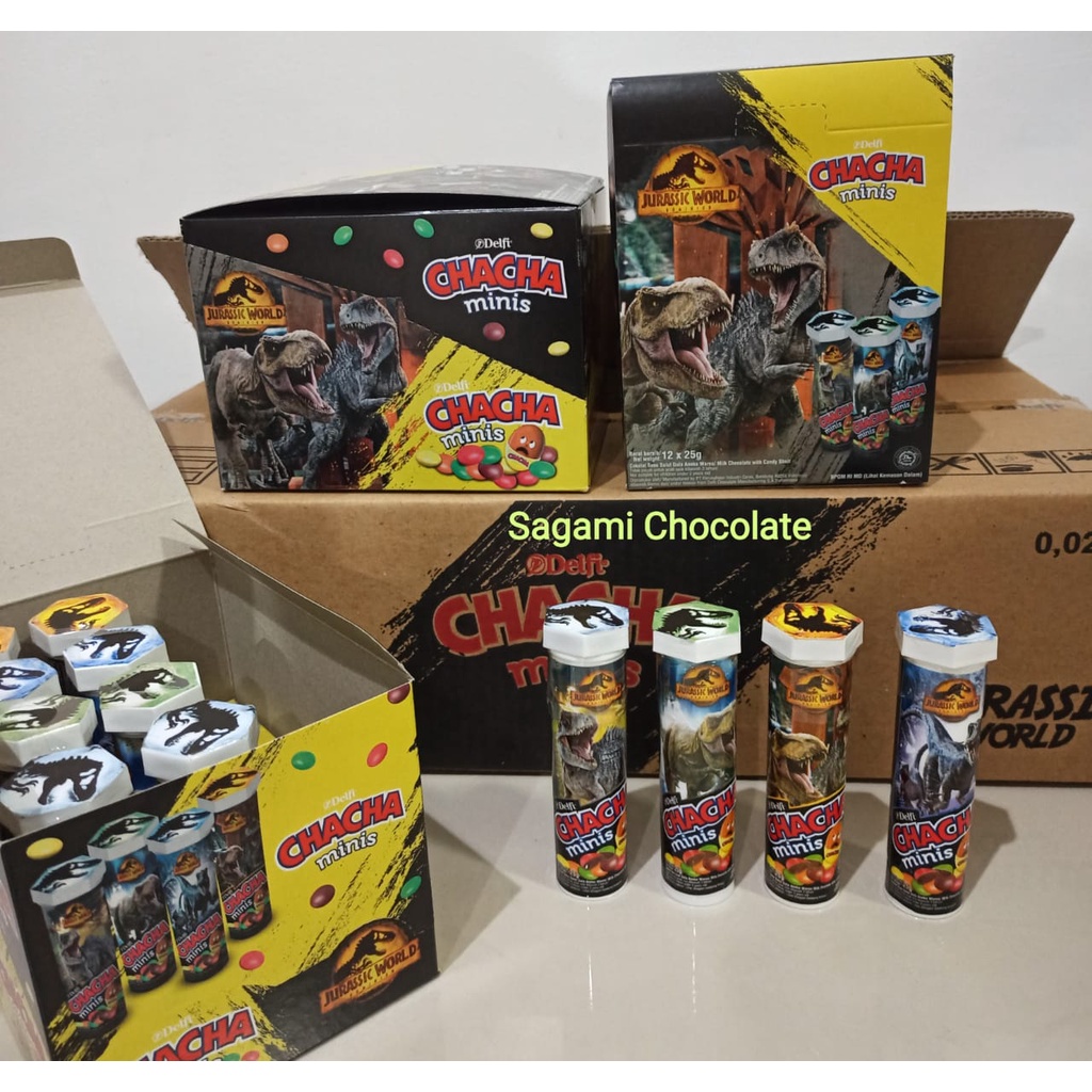 CHA CHA MINIS JURRASIC WORLD (NEW!!) CHACHA COKLAT MINI JURASIC PARK 25GR LIMITED EDITION