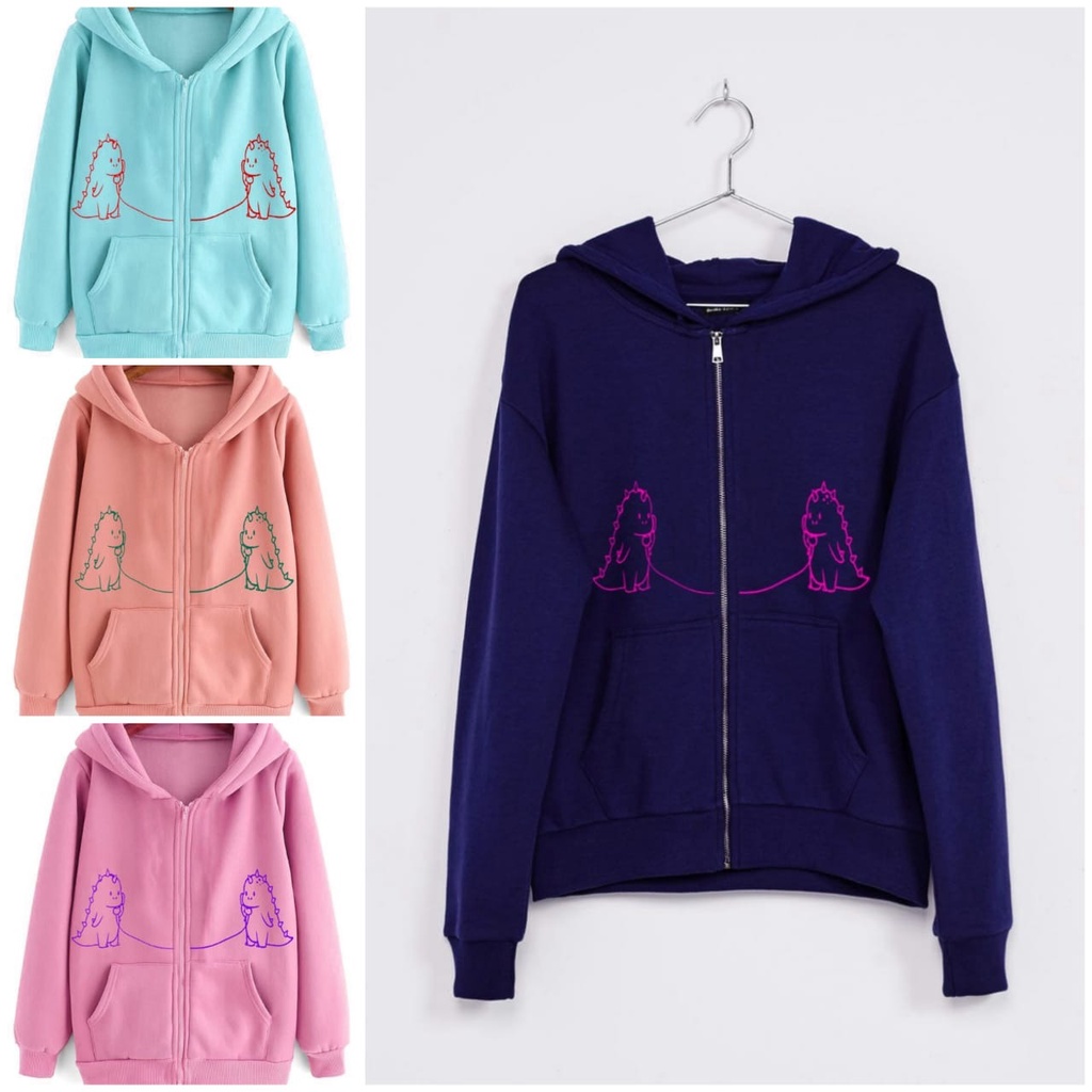 NunaClothing Jaket Hoodie Fleece CALLING DINO COUPLE