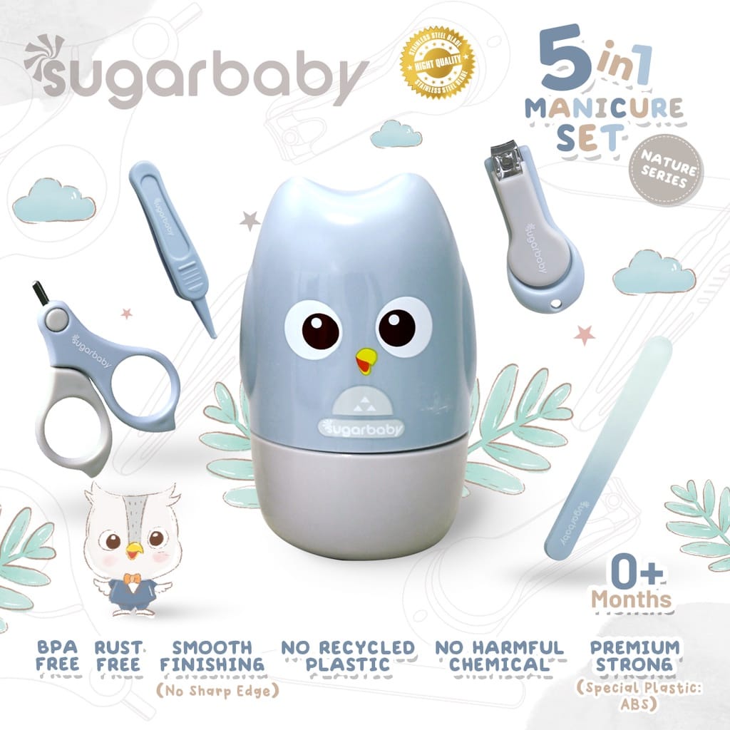 SUGAR BABY 5in1 Manicure Set Nature Series (Perlengkapan Manikur Bayi 5in1)