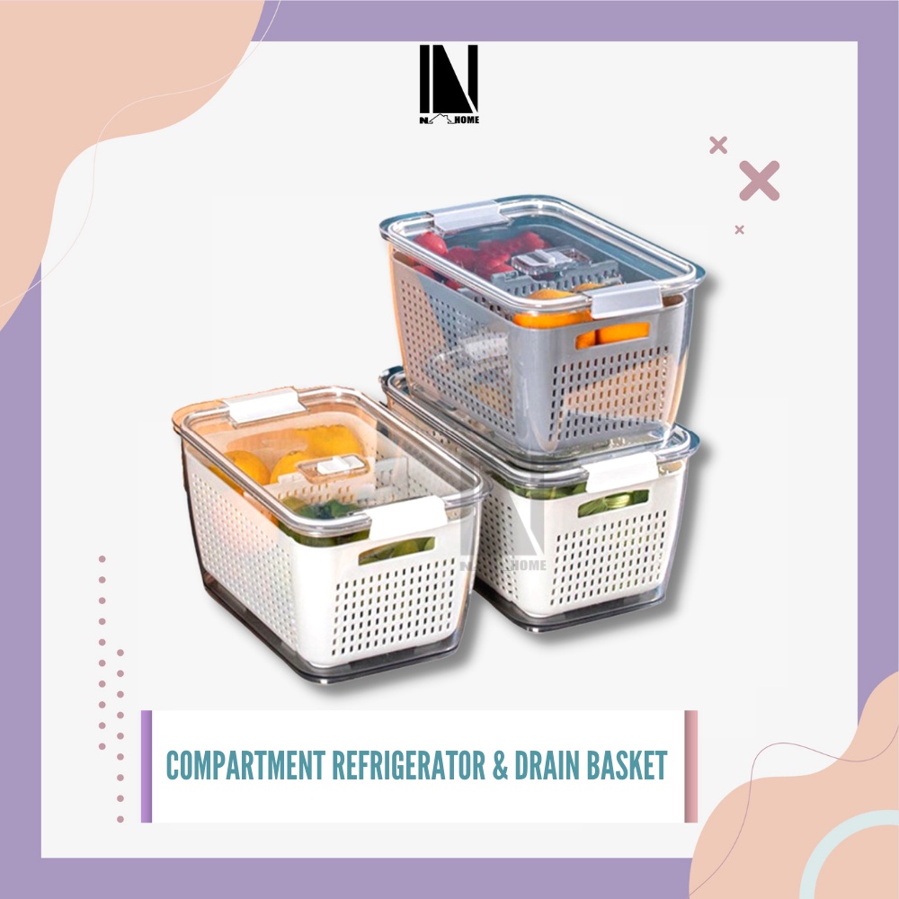 container compartment food storage kotak tempat penyimpanan makanan di dalam kulkas drain basket kot