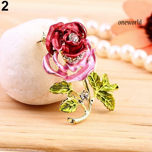 OW@ Fashion Womens Rhinestone Rose Flower Brooch Pin Wedding Party Jewelry Gifts