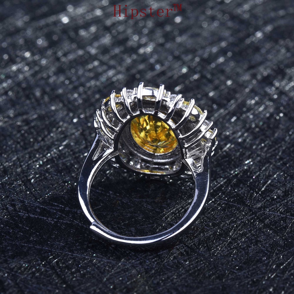 New Luxury Inlaid Natural Colored Gems Adjustable Ring