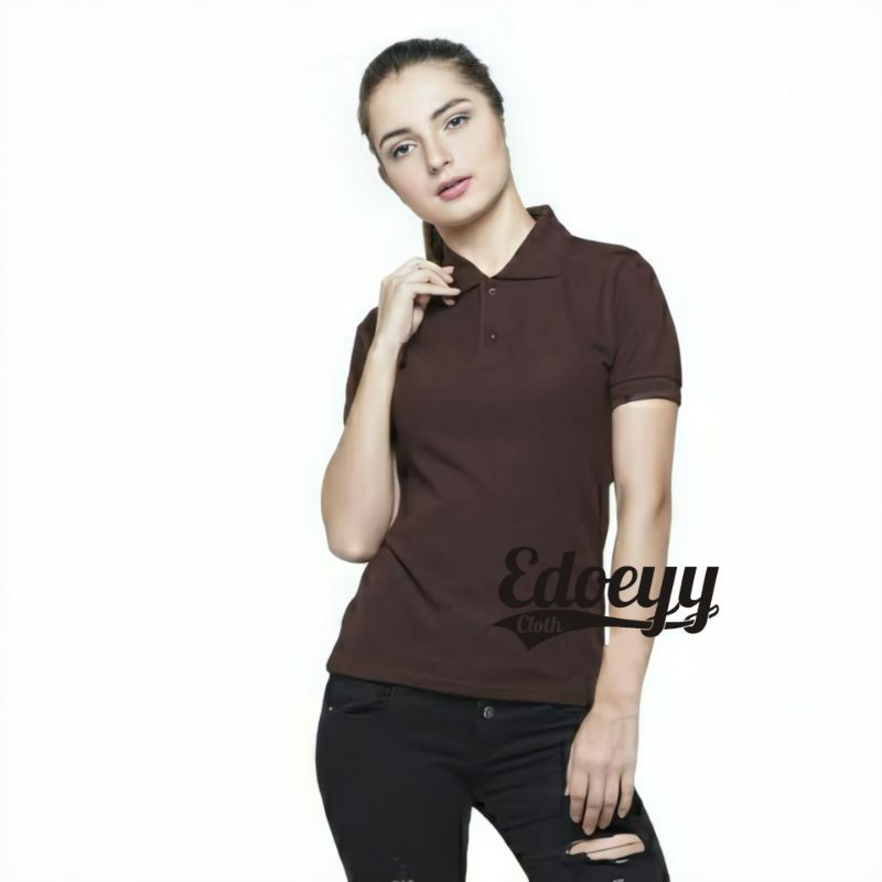 Kaos Polo Cewek Coklat / Woman Polo Shirt / Kaos polo Lady / Baju Kerah Wanita / Kaos Berkerah Woman
