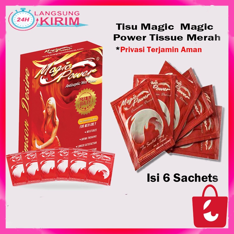 [Privasi Terjamin  Aman] Tisu Magic  Magic Power Tissue Merah Tisu Magic Power Crimson Desire ( Kotak Merah ) Isi 6 Sachet