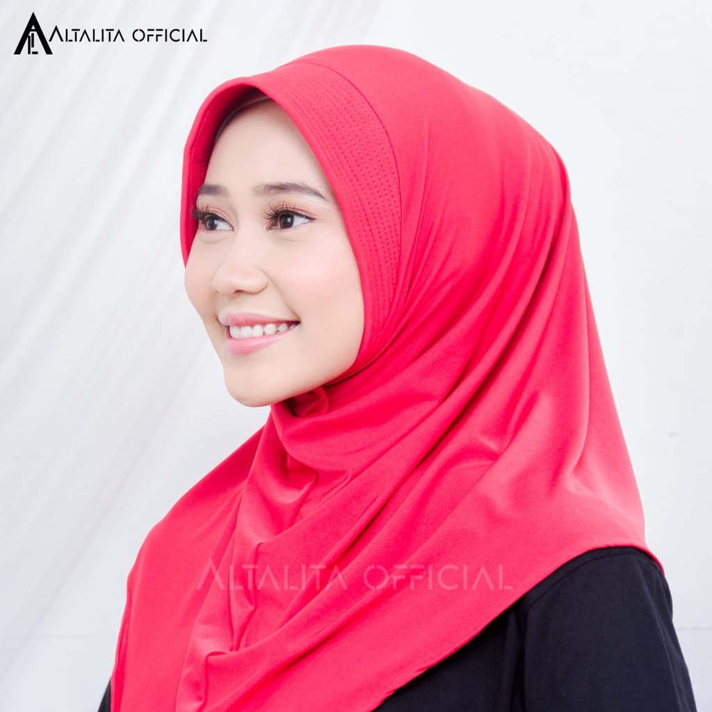 Altalita - Hijab Bergo Sport Instan pet Bahan Jersey Spandek Premium Polos Cocok Untuk Sekolah Olahraga dan Sehari-Hari