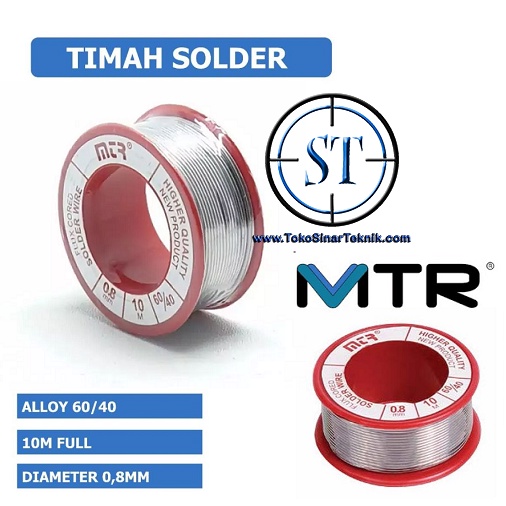 Timah Solder MTR @10M 60/40 0.8mm / 0.5mm Timah Patri 1 Rol Kecil ISI 10 Meter Kualitas Bagus Soldering Iron Menempel