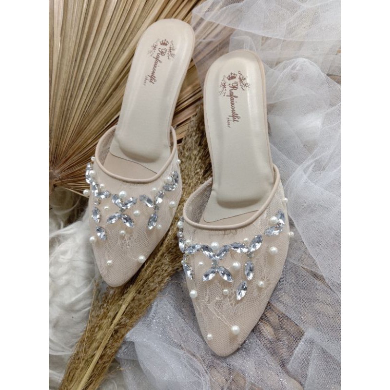 sepatu sexy wedding cream tinggi 3cm sepatu wanita wedding