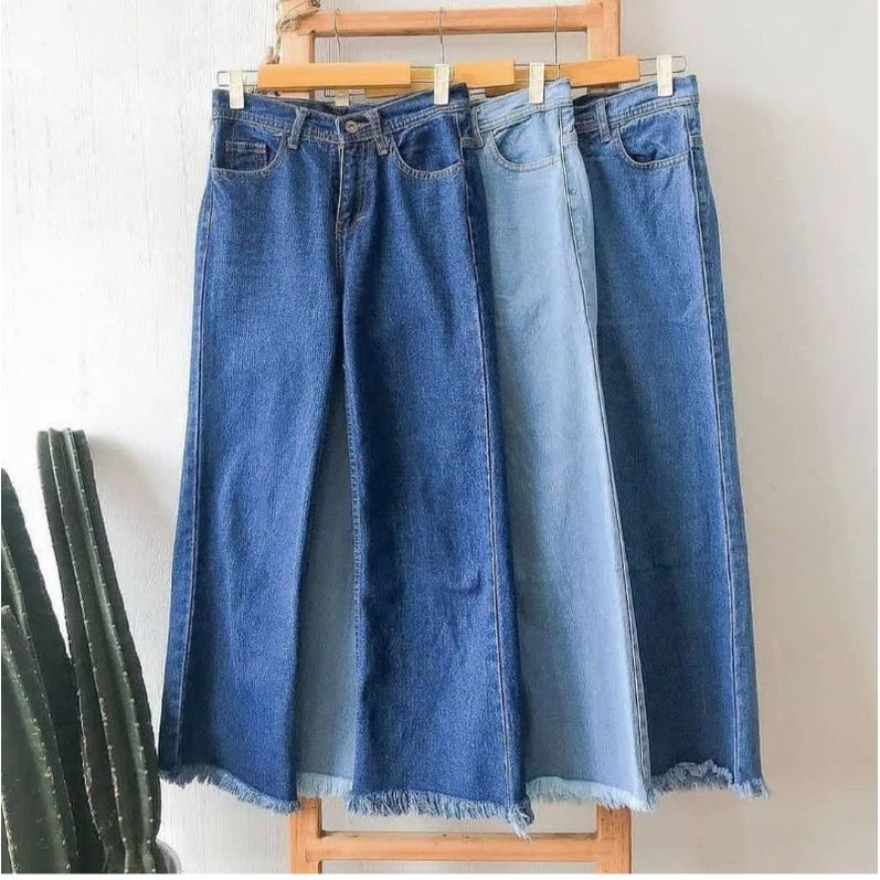 CELANA KULOT JEANS RAWIS WANITA TEBAL PREMIUM