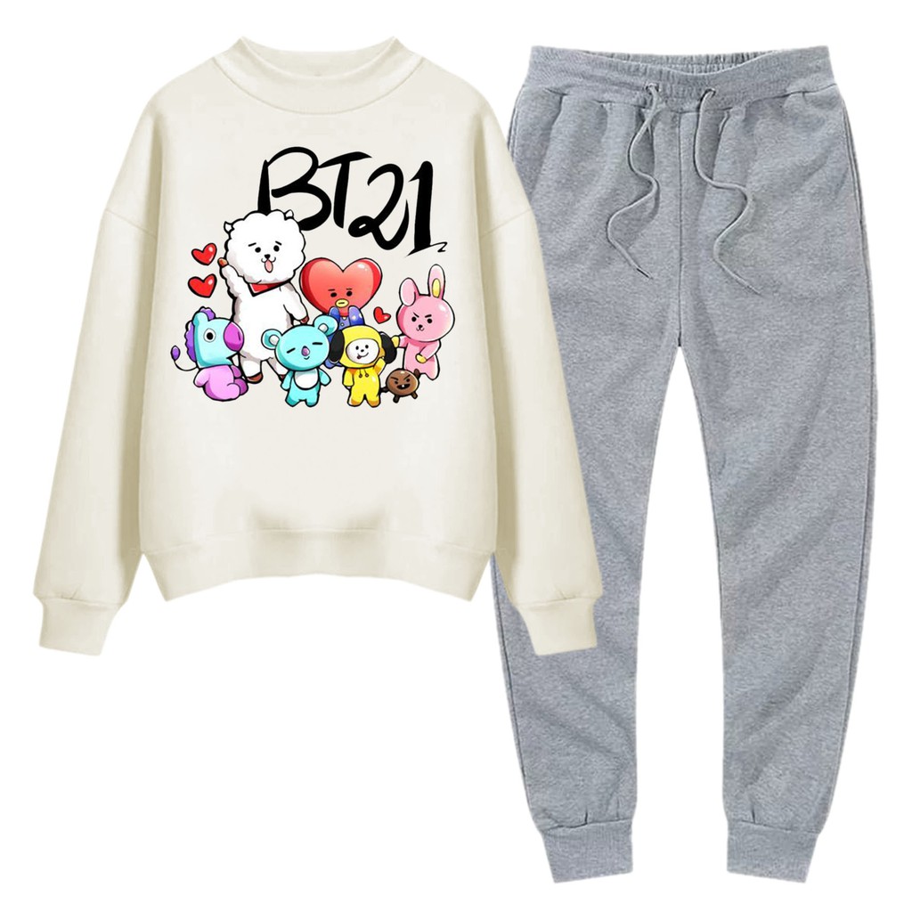 BESS - Baju Setelan Wanita Murah / Setelan Sweater + Jogger Abu - BT BONEKA