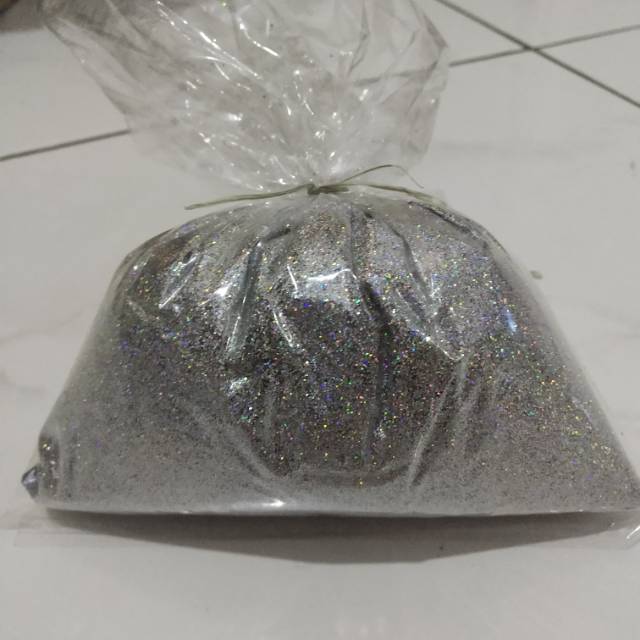 SERBUK GLITTER SILVER HOLOGRAM / SILVER RAINBOW 250 GR