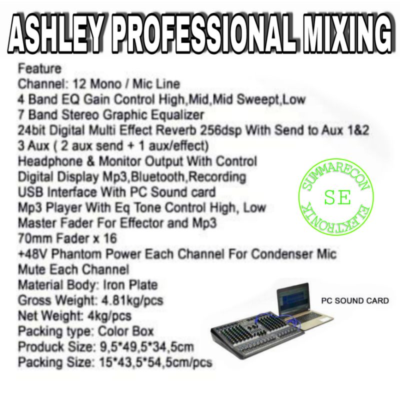 mixer audio 12 channel original ashley marco 12 usb bluetooth recording