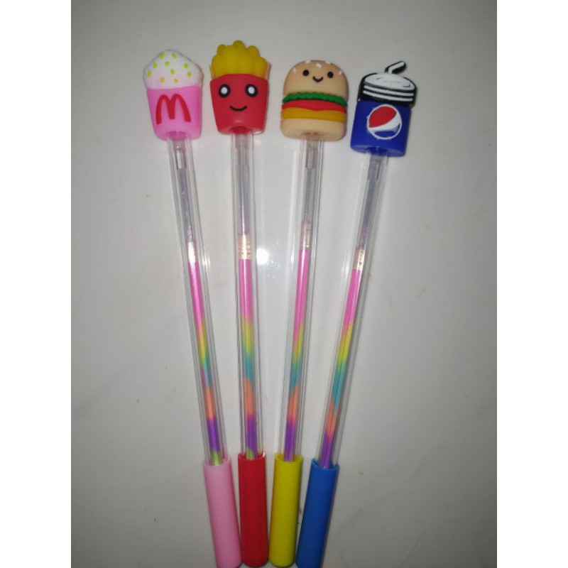 

Pulpen Gel Warna Warni Lucu Murah Rainbow Pen Bolpoin Karakter Burger Ice Cream Pepsi French Fries