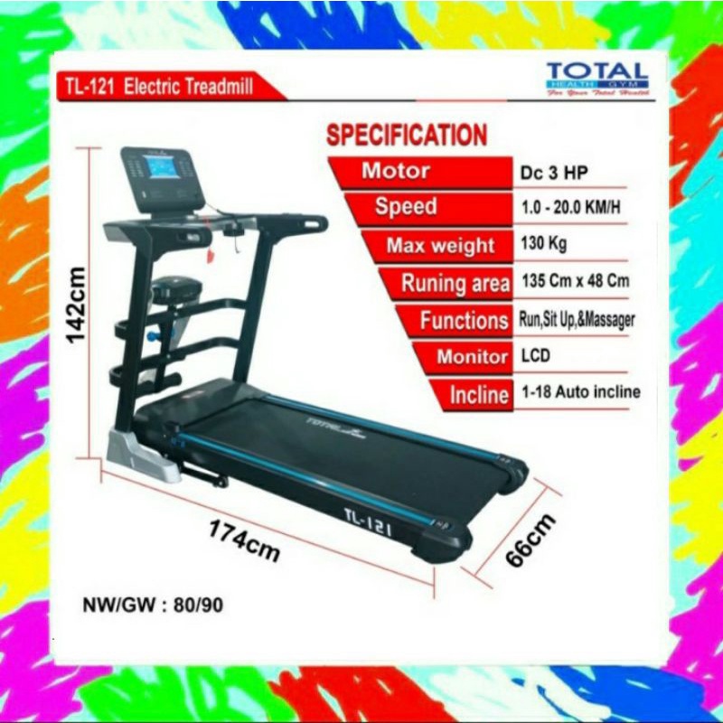 Treadmill elektrik tl121/treadmill TL 121/Treadmill tl121/treadmill 3hp/treadmill besar