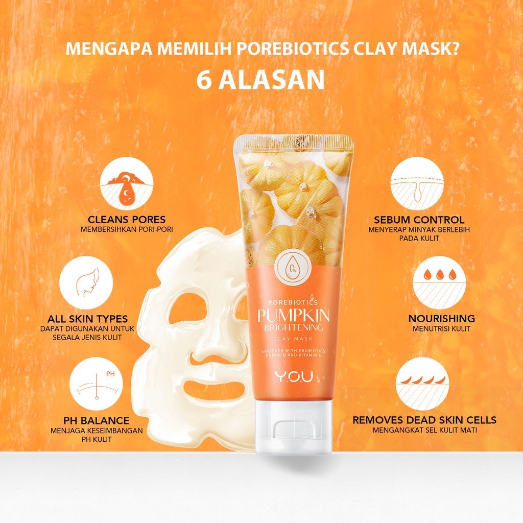 ⭐ BAGUS ⭐ YOU POREBIOTICS CLAY / SLEEPING MASK 50gr | Masker Wajah Pumpkin Green Tea