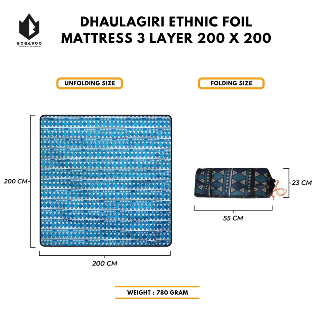 Matras Dhaulagiri Ethnic Foil Mattress 3 layer Size 200 X 200 - Matras Foil Alumunium - Alas Tenda