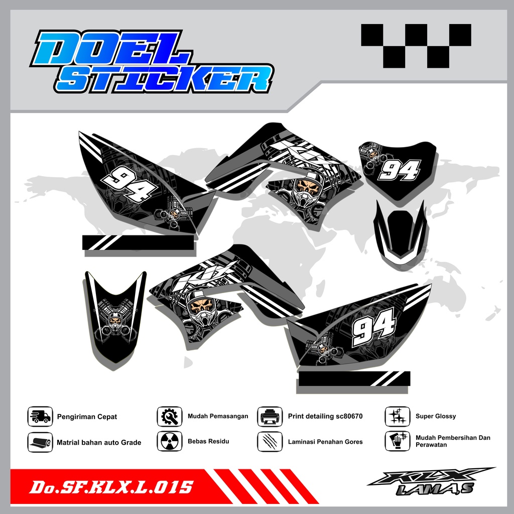 Sticker Striping Honda KLX L , S Lama List Variasi Hologram , Crome Doel 015