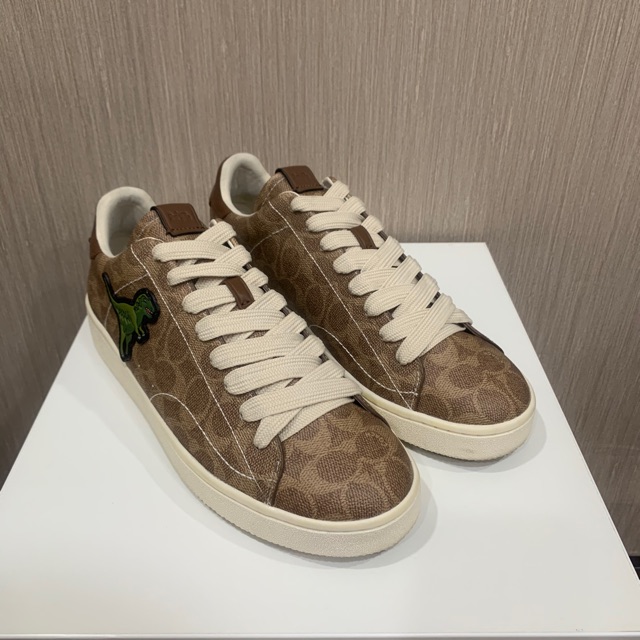 Sepatu Sneakers Coach Signature Tyrex Rexy Limited Edition warna Coklat Signature Original BIG SIZE