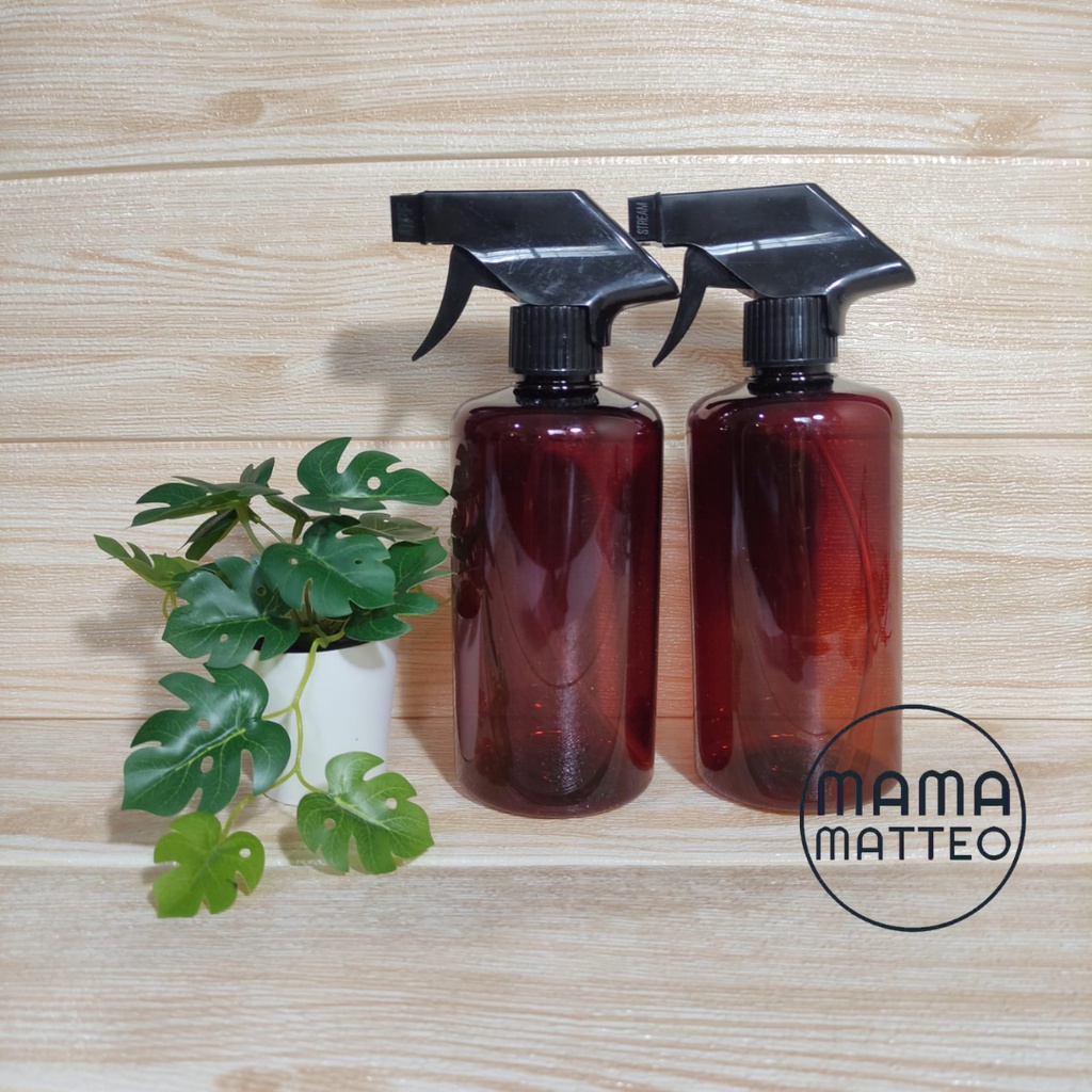 BOTOL SPRAY PUMP KOSONG AMBER 500ML (PLASTIK bukan KACA) / Semprotan Coklat COKELAT Cantik Rumah Tangga
