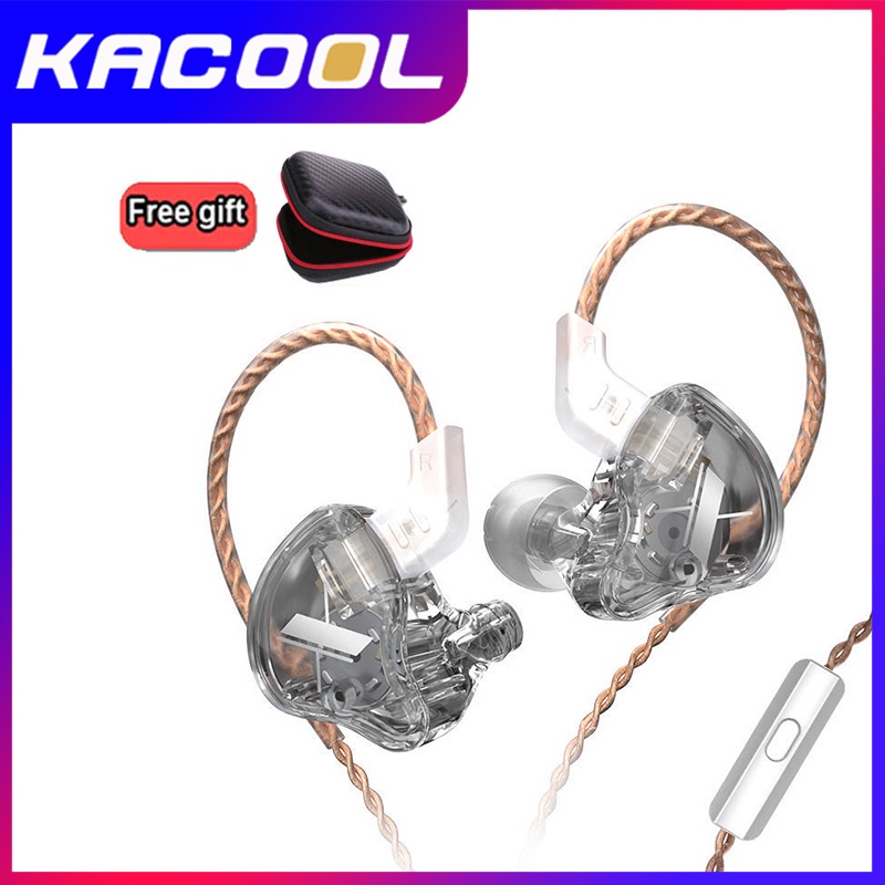 [Barang Spot] KZ EDX with Microphone In Ear Noise Cancelling Earphone Heavy Bass Sensation Sport Headset-KZ EDX-Transparan