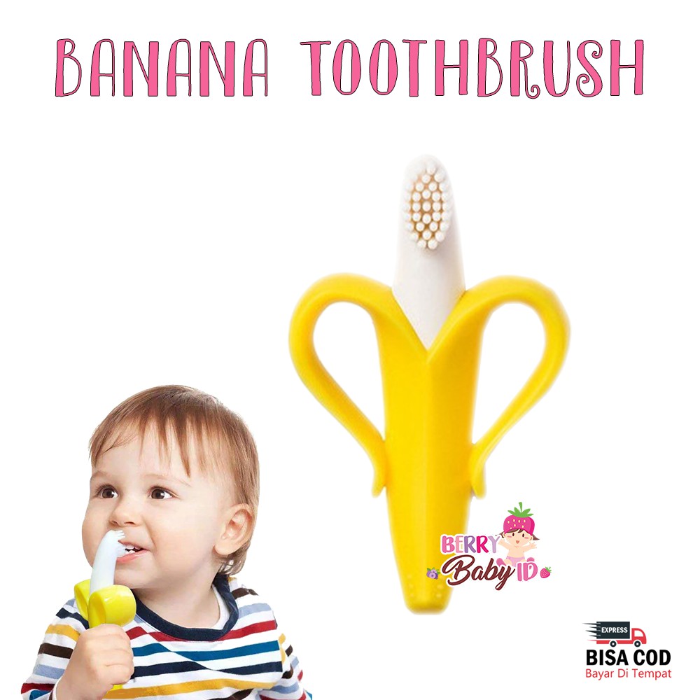 Berry Mart Banana Training Toothbrush Sikat Gigi Bayi Lunak Perlengkapan Bayi Perawatan Bayi Berry Mart