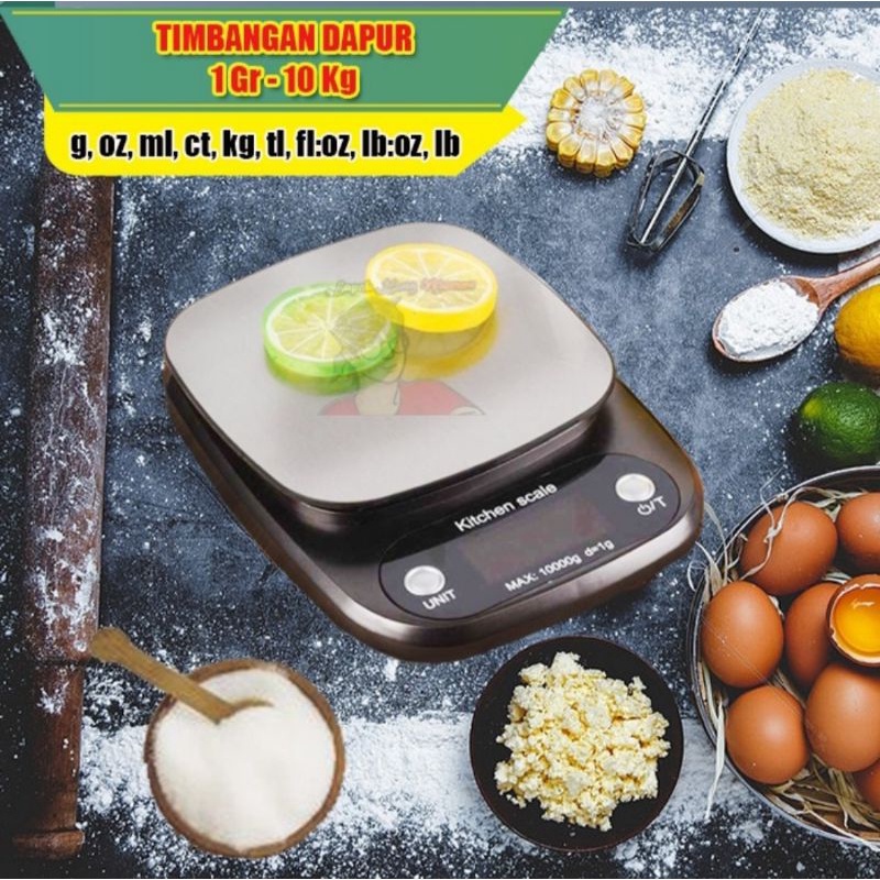 Kitchen Scale Timbangan Dapur Digital 10 Kg Timbangan Kue 1gr - 10 Kg