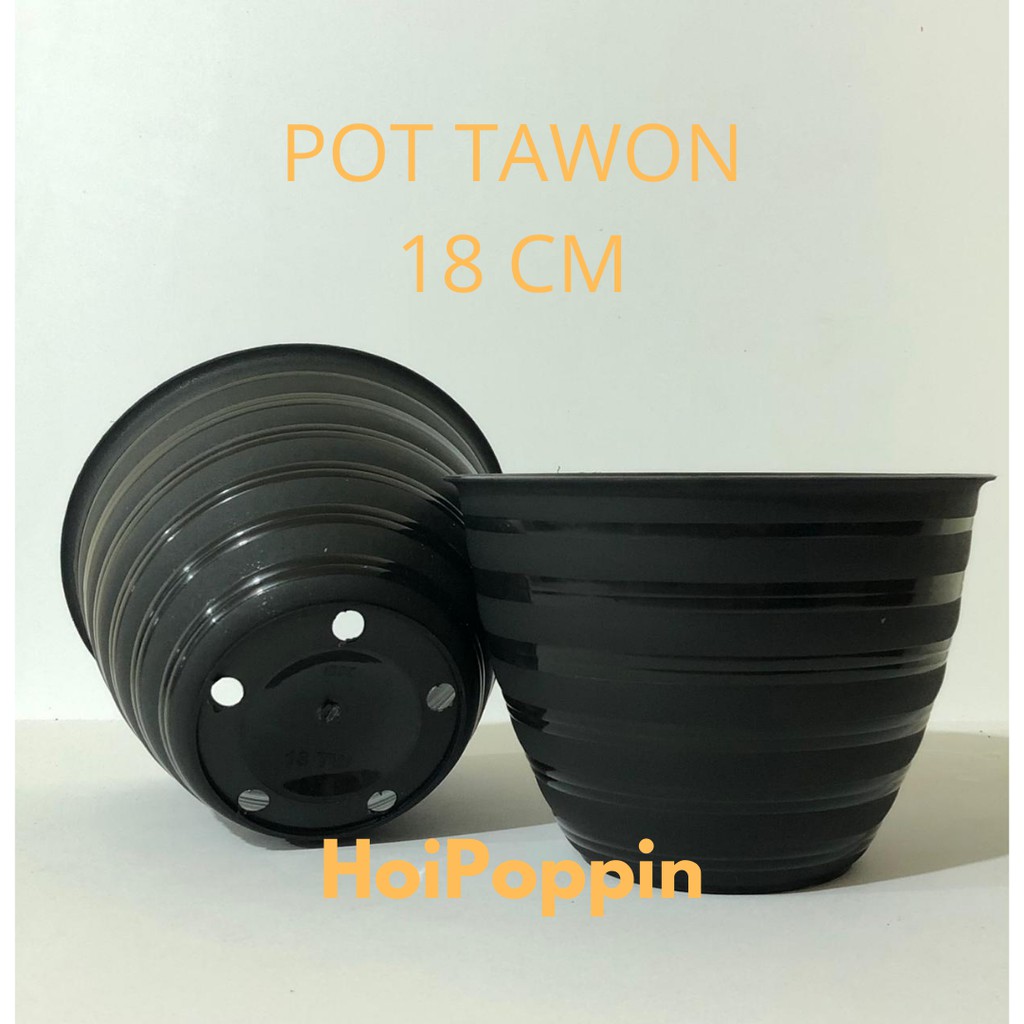 HPP - COD - POT TAWON 18 CM - POT PUTIH - POT TAWON HITAM 18 - POT TANAMAN HIAS - POT SK - POT INDOOR