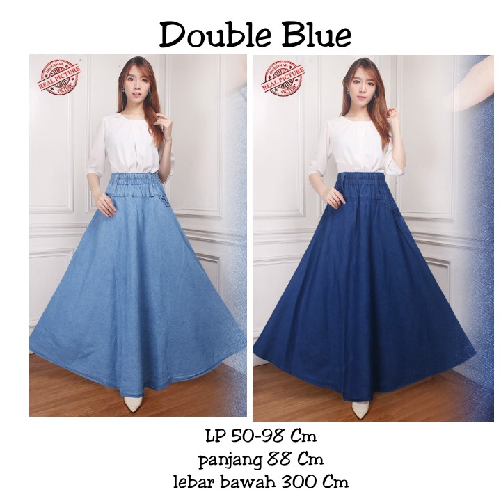 Kila Rok jeans maxi payung panjang wanita jumbo fit to XL