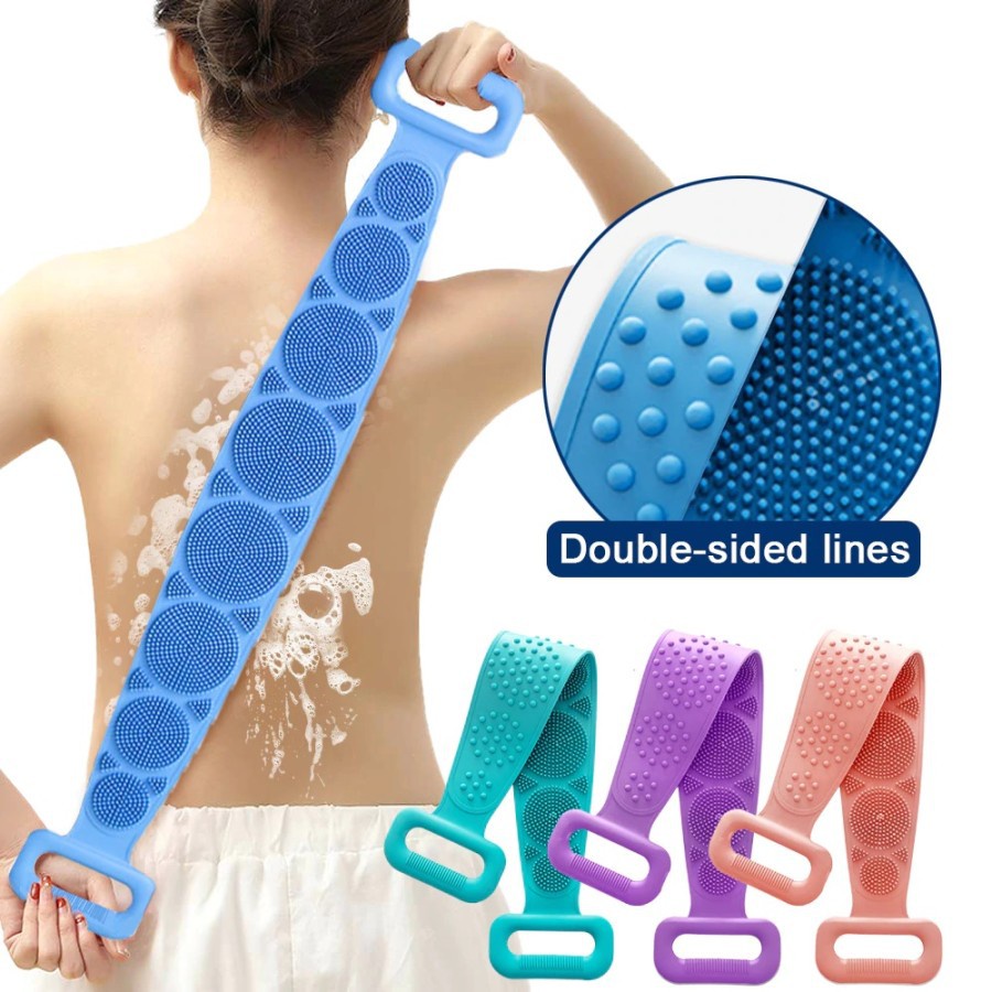 ☛TK☚ R638 Sikat Punggung Badan Silicone Scrubber Sponge Mandi Alat Gosok Pembersih Daki Silikon 2 Sisi Karet