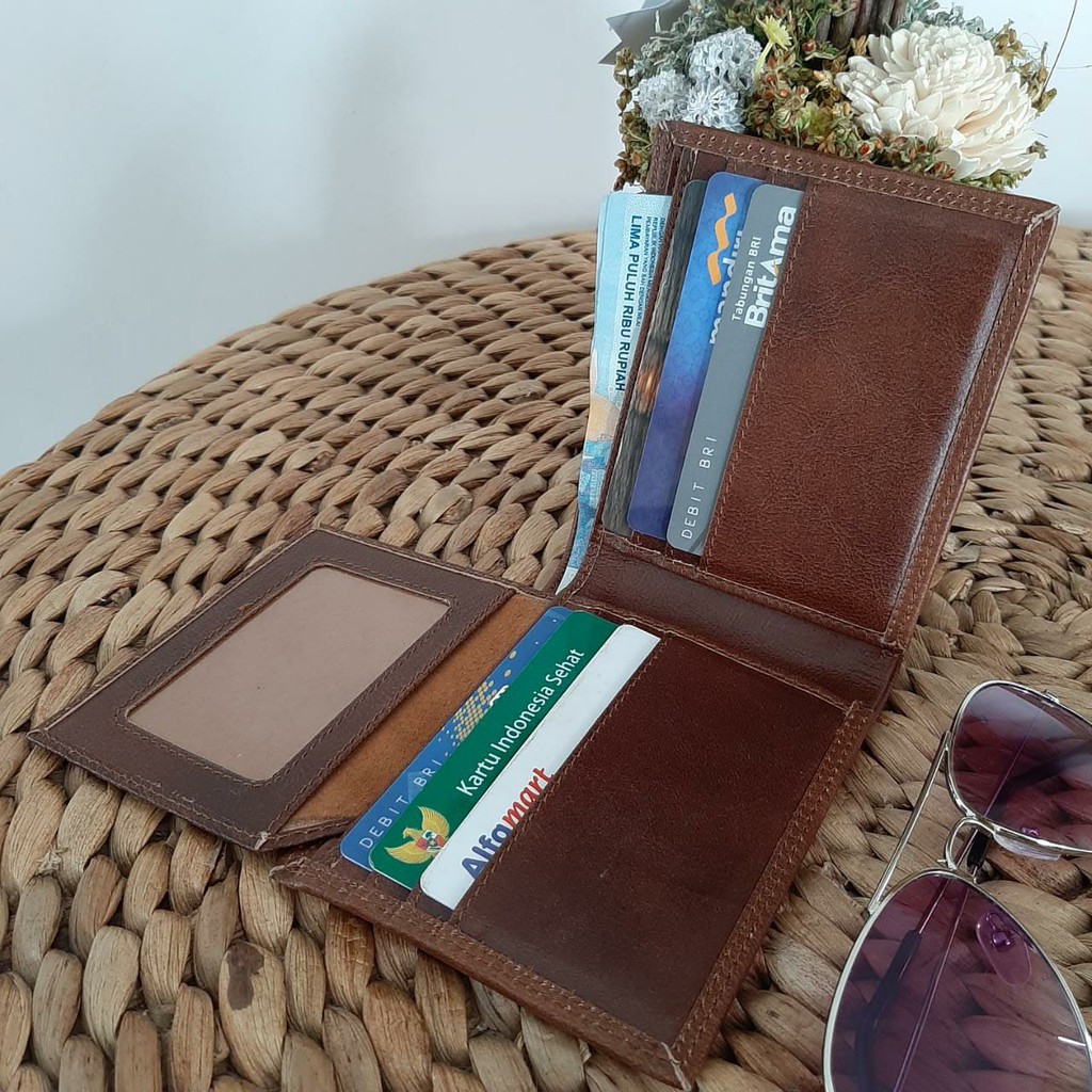 Dompet kulit pria pendek ASLI FULL GRAIN kulit sapi ORI vintage ISHIYA O5G3