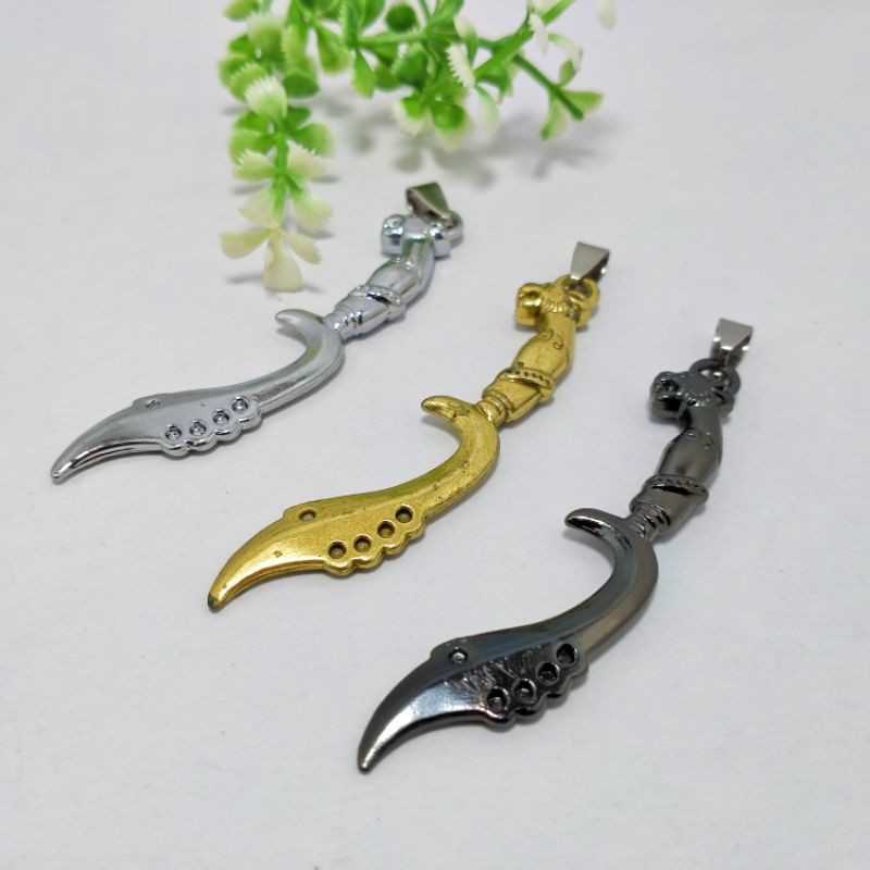 Arenajewerly Liontin Kalung Kujang 3D Liontin Kalung Pria Wanita Bandul Kalung Kujang 3D