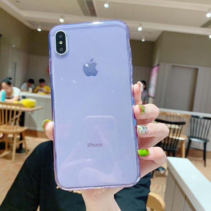 Warna transparan TPU soft case iPhone 11 Pro Max XS XR SE2 i6 7 8Plus Kasus Sederhana Case