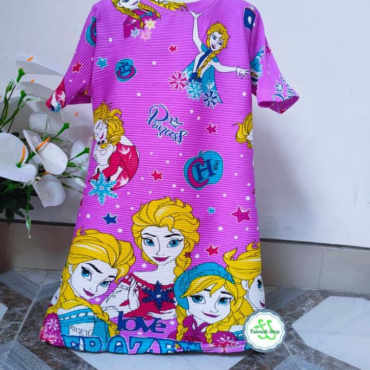 (TERPERCAYA) Dress turun naik anak 1 2 3 4 5 6 7 8 9 19 tahun baju anak turun naik motif frozen ana 